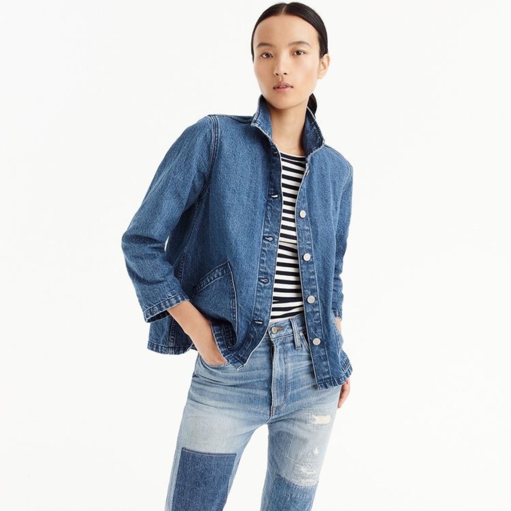(J.Crew) Denim Swing Jacket in Lily Wash